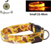 Professor Q - Lichtgevende hondenhalsband - 22 tot 40 cm - Camouflage print - Geel