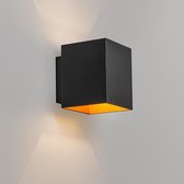 QAZQA sola - Moderne Wandlamp Up Down voor binnen - 1 lichts - D 100 mm - Zwart -  Woonkamer | Slaapkamer | Keuken