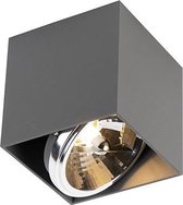 QAZQA box - Design LED Plafondspot | Spotje | Opbouwspot - 1 lichts - L 12 cm - Grijs -  Woonkamer | Slaapkamer | Keuken
