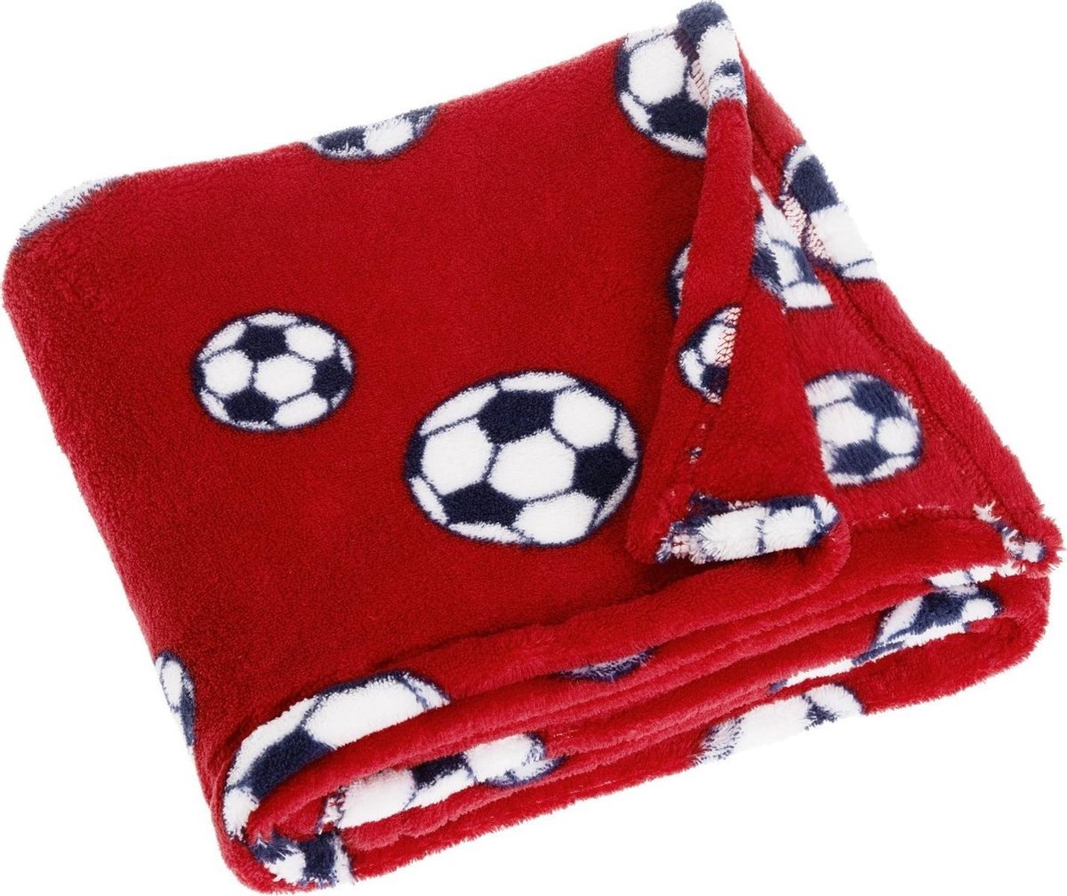 Playshoes fleece babydeken voetbal rood Playshoes fleece babydeken voetbal rood
