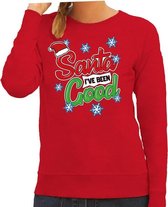 Foute kersttrui / sweater  Santa I have been good rood voor dames - kerstkleding / christmas outfit XS (34)