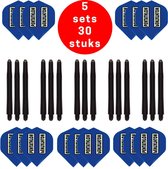 Darts Set - 5 sets (15 stuks) Pentathlon darts flights - super stevig - blauw - incl. 5 sets (15 stuks) - medium - darts shafts - zwart