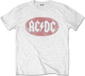 AC/DC - Oval Logo Vintage Heren T-shirt - M - Wit
