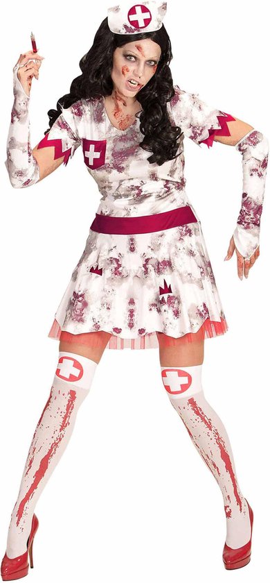 WIDMANN - Gehavende zombie verpleegster outfit voor vrouwen - Medium - Volwassenen kostuums