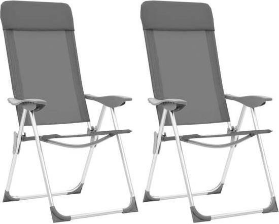 Inklapbare campingstoelen (INCL reisetui)grijs 2 STUKS - Campingstoelen opvouwbaar Hoge rugleuning - Strandstoelen