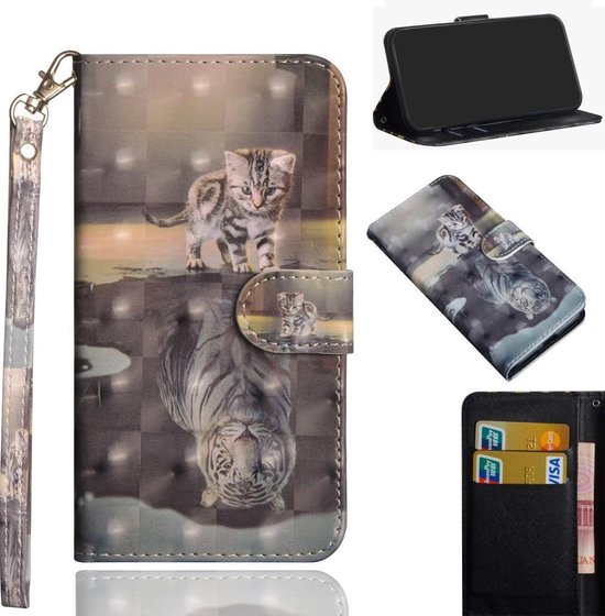 Nokia 6.2 / 7.2 wallet agenda hoesje poes tijger