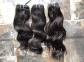 India Hair 100%virgin human hair 10"25cm  natur zwart/bruin 100gram