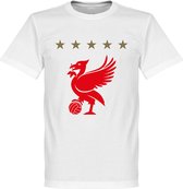 Liverpool Five Star T-Shirt - Wit- Kinderen - 128