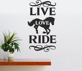 Muursticker - Live Love Ride - Zwart 58x105