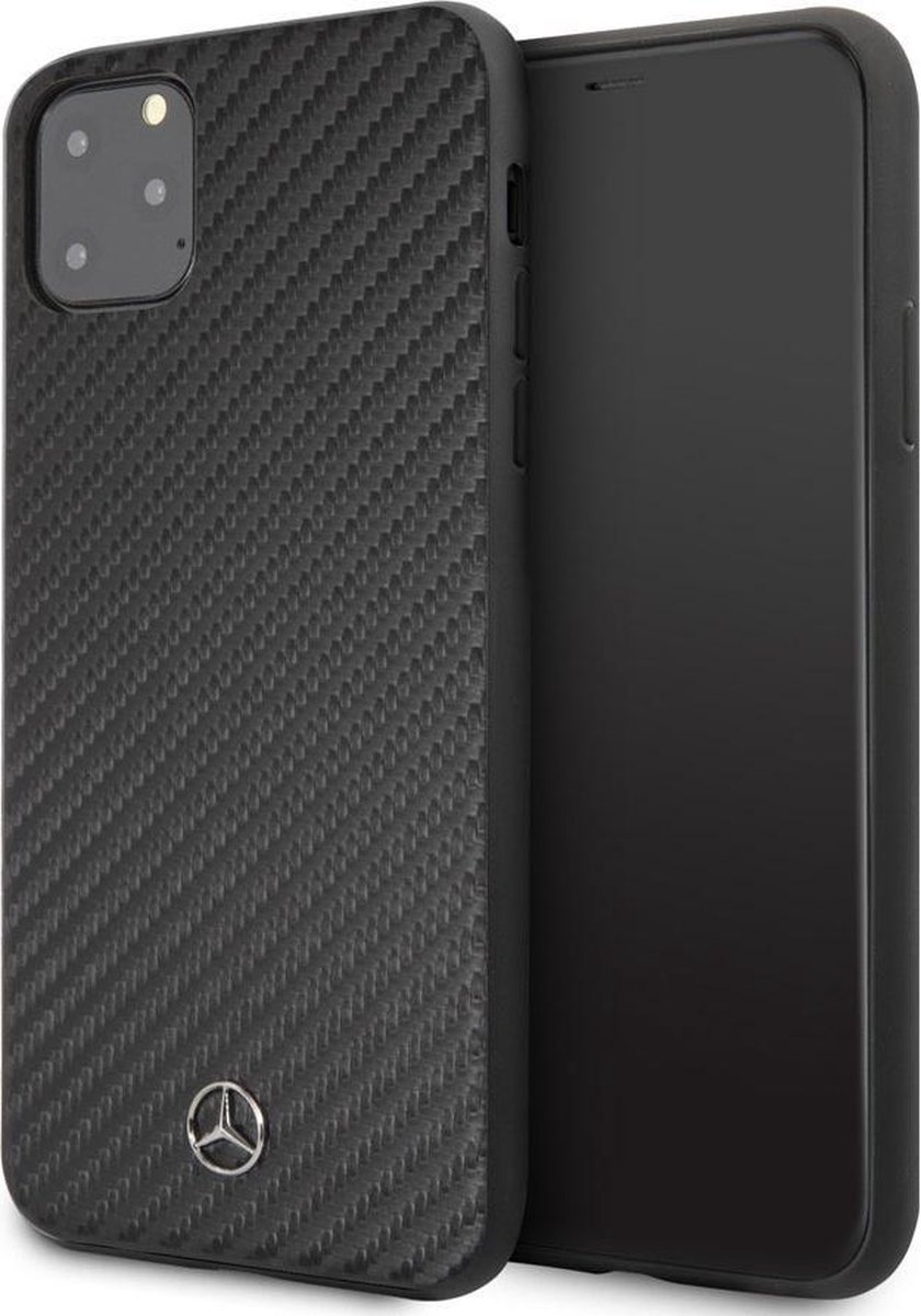 iPhone 11 Pro Max Backcase hoesje - Mercedes-Benz - Effen Zwart - Kunstleer