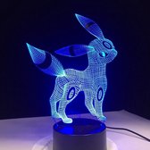 3D Led Lamp Umbreon 3D acryl Pokemon nachtlampje USB-slaaplicht 3AA batterij 7 kleuren veranderen tafellamp slaapkamer Decor Kids Gift
