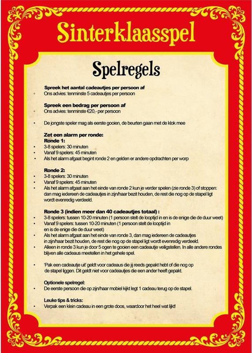 Sinterklaas spel gele dobbelsteen en 5x inpakpapier rollen - Pakjesavond...  | bol.com
