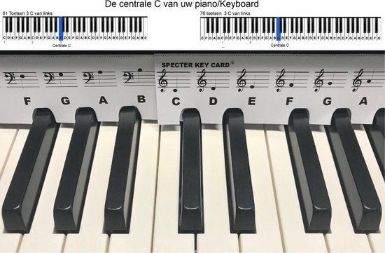 Specter Keycard | Kaart met muzieknoten voor je piano of keyboard |  eenvoudig leren... | bol