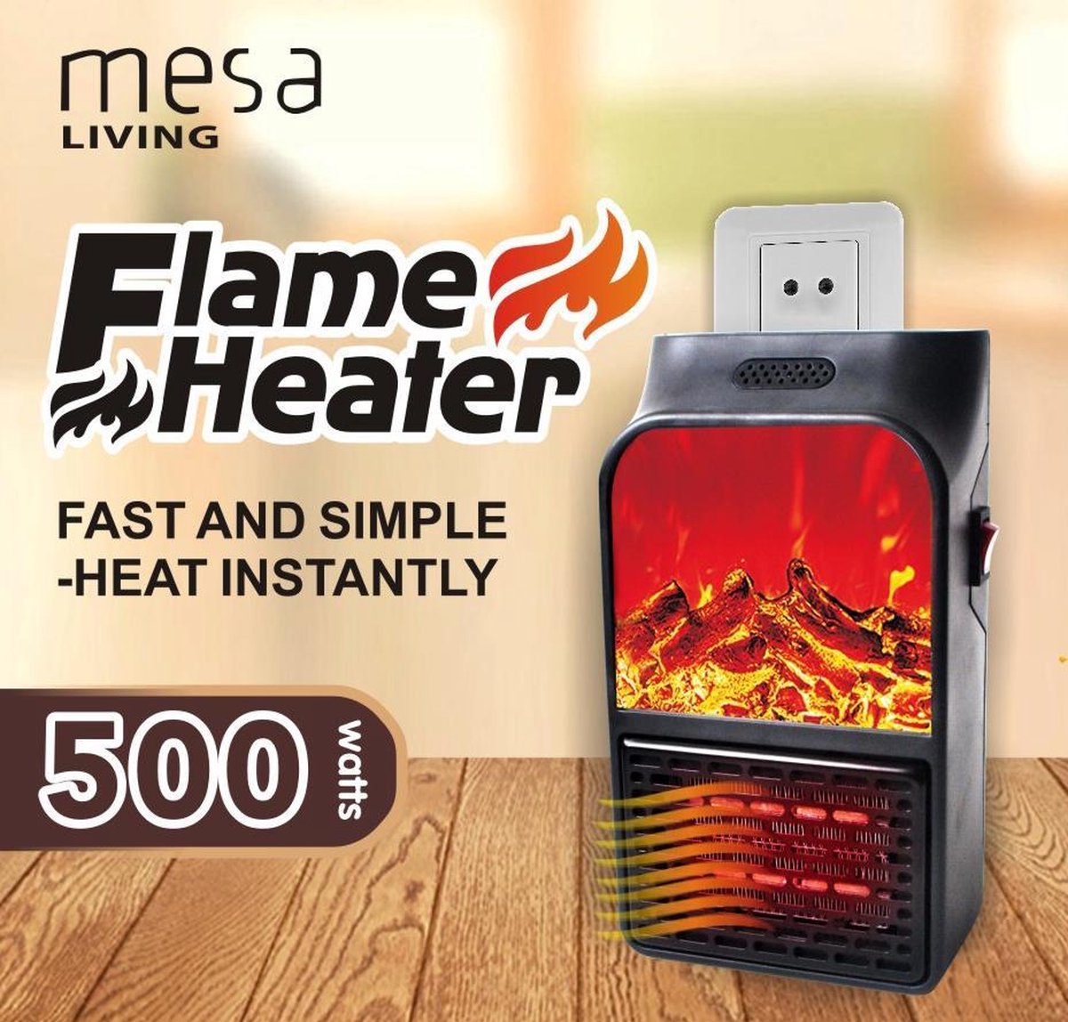 Mesa Living Insta Heater Chauffage électrique avec télécommande et minuteur réglable 600 W 