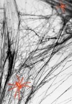 Fiestas Decoratie spinnenweb/spinrag met spinnen - 60 gram - zwart - Halloween/horror thema versiering