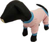 Pyjama voor de hond licht roze met een blauw randje - XL ( rug lengte 35 cm, borst omvang 50 cm, nek omvang 32 cm )