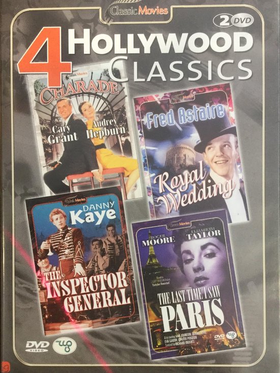 DVD hoes met 4 klassieke Hollywood films: Charade, Royal Wedding, The Inspector General en The Last Time I Saw Paris.