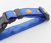 Honden halsband blauw met print - M halsband 28-36 cm