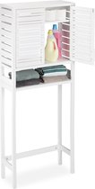 relaxdays wasmachine kast bamboe wit - ombouwkast - wasmachinekast - 2 deuren
