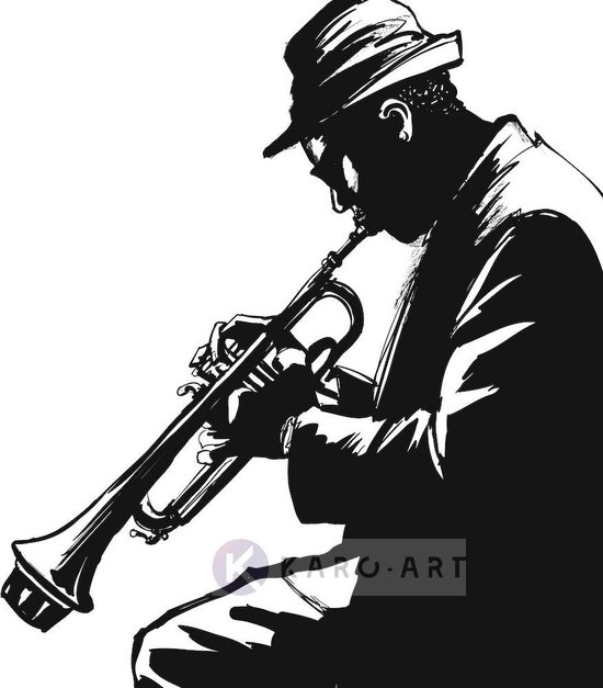 Afbeelding op acrylglas - Jazz player in zwart en wit