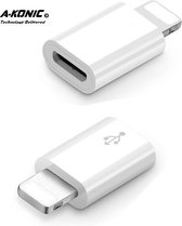 A-Konic© set van 2 Lightning naar Micro-USB Adapter | Micro-usb to 8 pin converter | oplader | geschikt voor Apple Iphone / Ipad / Android / Samsung / Tablets | Wit