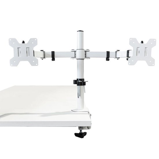 Monitor Arm Universeel 2 schermen Wit VESA 75x75 VESA 100x100 Kantelbaar en zwenkbaar
