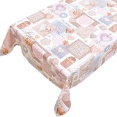 Tafelzeil Cuori Beige -  100 x 140 - Beige tafelkleed - Beschikbaar in verschillende maten - Geleverd in een koker