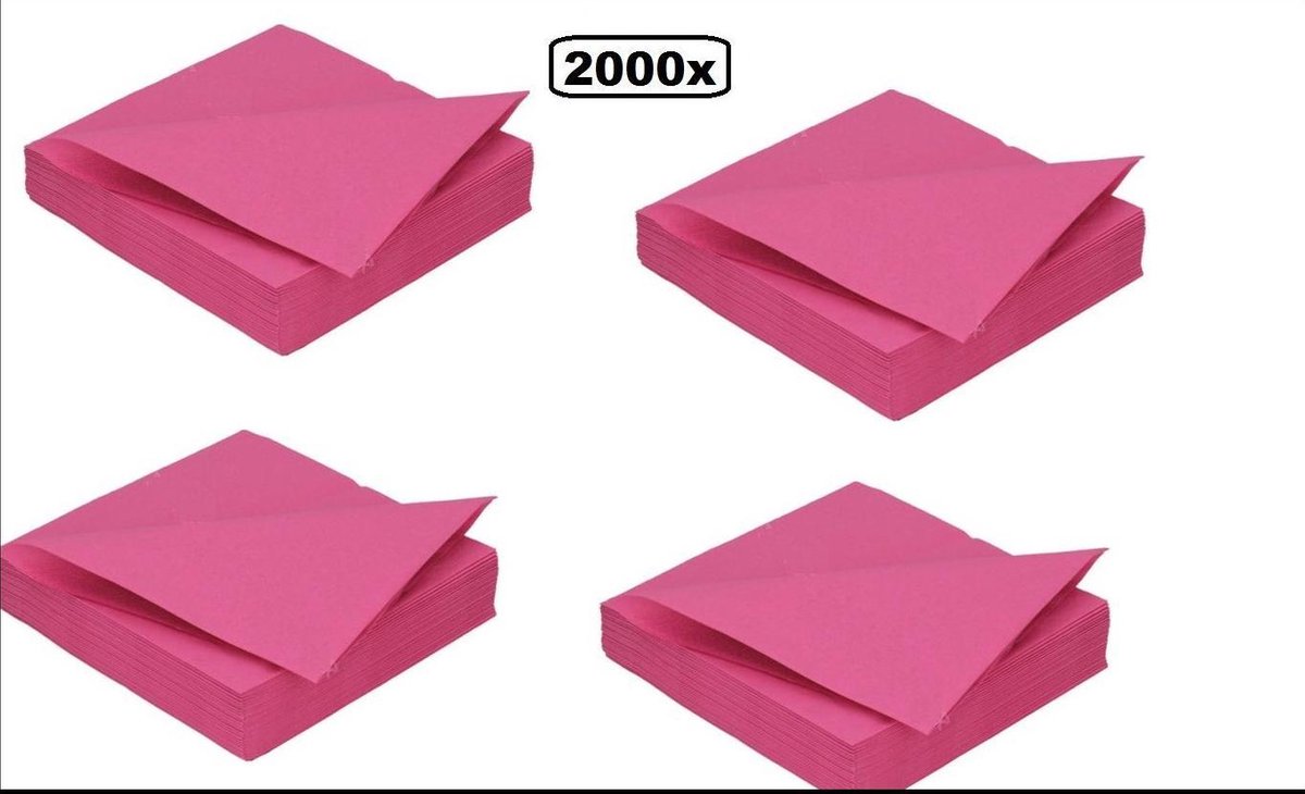 2000x Servet 33cm 2 Laags Fuchsia - Servetten Tissue Diner Eten Festival Snack Carnaval Festival Evenementthema Feest