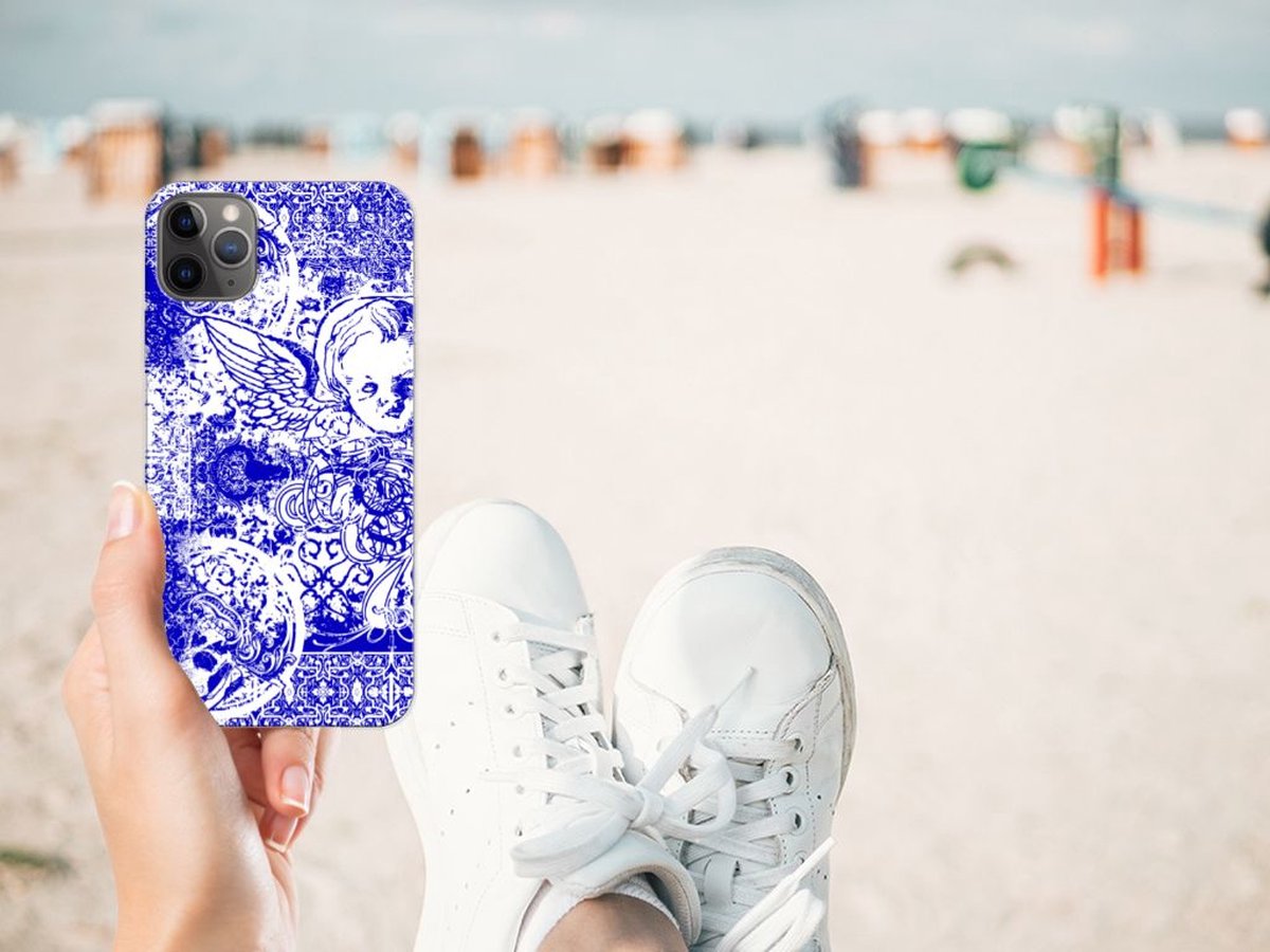 Silicone Back Case Apple iPhone 11 Pro Max Angel Skull Blauw