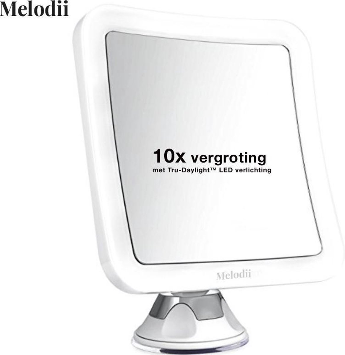 Melodii ML10X  - Make Up Spiegel met LED Verlichting  - Scheerspiegel - 10x Vergroting - Met Tru-Daylight verlichting - Voor hem en voor haar - Melodii