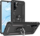 Huawei P30 Pro Hoesje - Anti-Shock Hybrid Armor met Kickstand Ring - Zwart