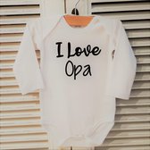 Baby Rompertje lange mouwen met tekst voor de allerliefste opa : I love Opa  - Maat 50-56