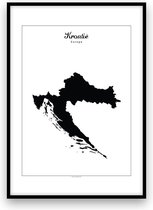 Kroatië landposter - Zwart-wit