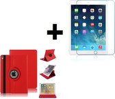 iPad Air 3 2019 Hoesje -10.5 inch - iPad Air 3 2019 Screenprotector - Draaibare Book Case Bescherm Cover Rood + Screenprotector Tempered Glass