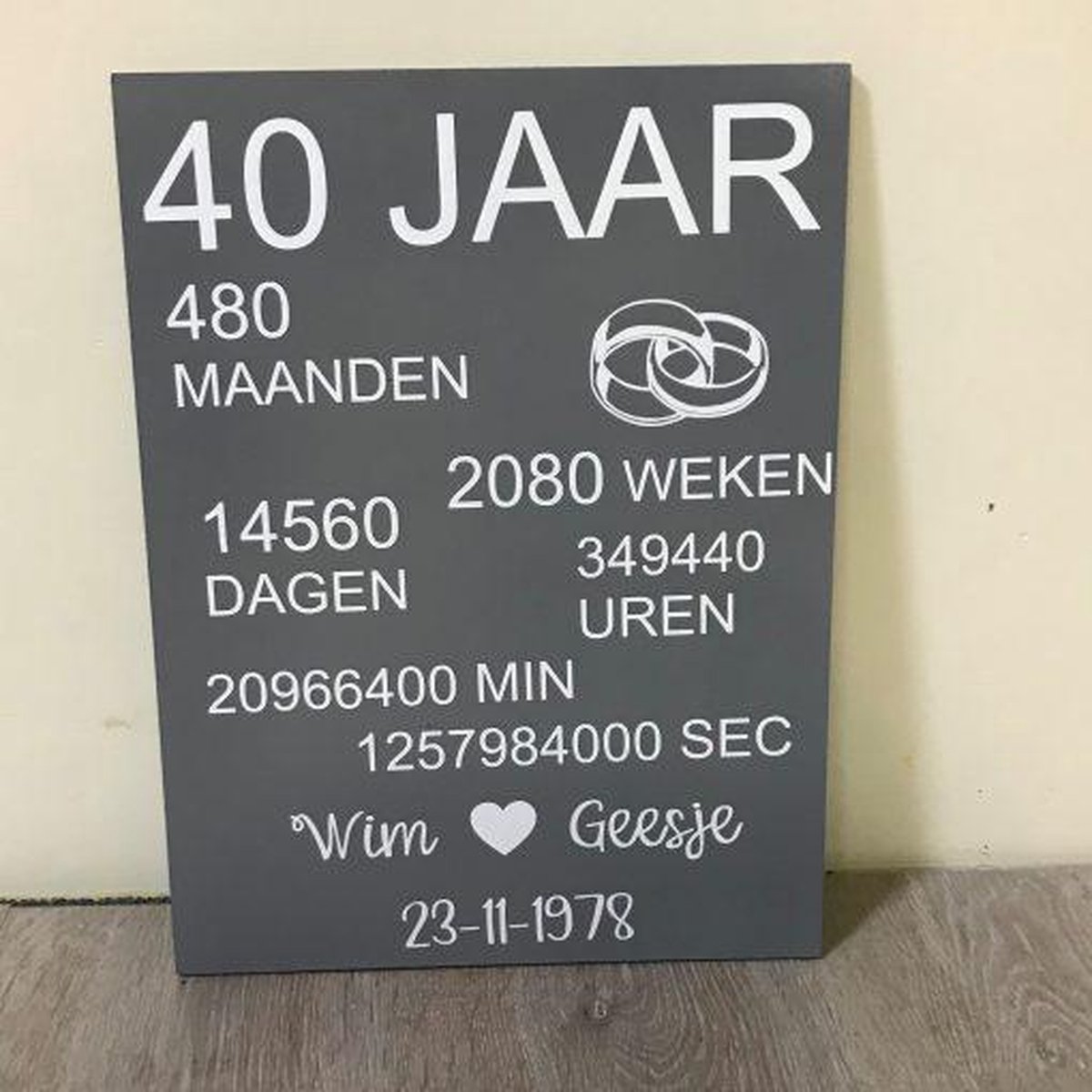 Tekstbord 40 jaar getrouwd Bruiloft cadeau Cadeau 40