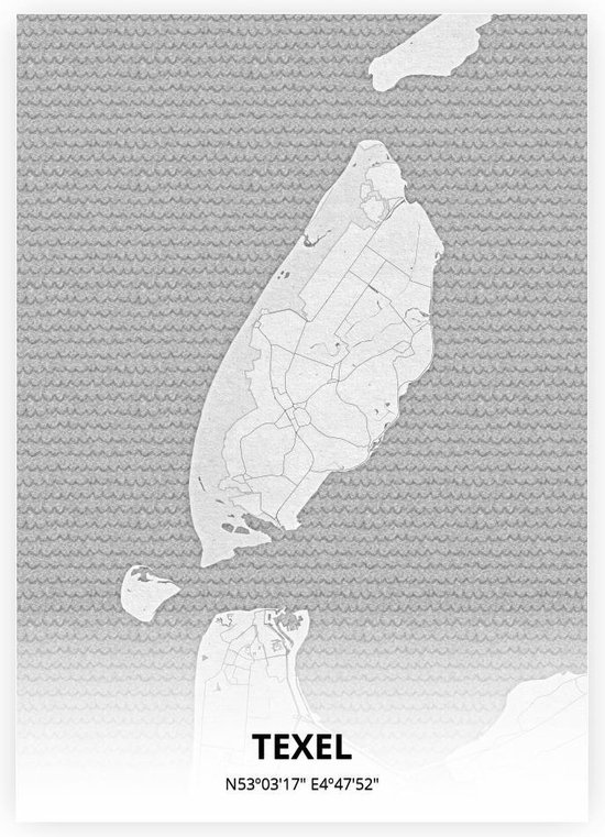 Texel plattegrond - A4 poster - Tekening stijl