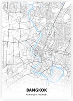 Bangkok plattegrond - A2 poster - Zwart blauwe stijl