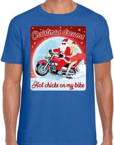 Fout Kerstshirt / t-shirt  - Christmas dreams hot chicks on my bike -  motorliefhebber / motorrijder / motor fan  blauw voor heren - kerstkleding / kerst outfit S