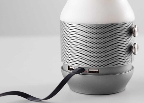 Lexon Terrace 3-in-1 Led lamp - Bluetooth Speaker - Oplader - Gun Metal  Grijs | bol.com