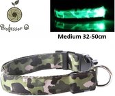 Professor Q - Lichtgevende hondenhalsband - 32 tot 50 cm - Camouflage print - Groen