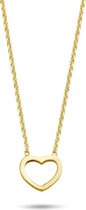 New Bling 9NB 0317 Zilveren Collier met open Hartje - 38 + 5 cm - Hartje - Zilver - Ankerschakel - Goudkleurig