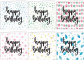 Verjaardagskaarten - Set van 6 x gevouwen verjaardagskaart - 14 cm x 14 cm - Inclusief envelop