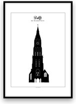 Delft stadposter - Zwart-wit
