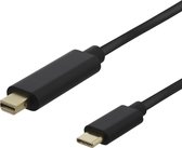 DELTACO USBC-DP202-K USB-C naar Mini DisplayPort kabel - 4K UHD - HDCP - 3D - 2 meter - Zwart