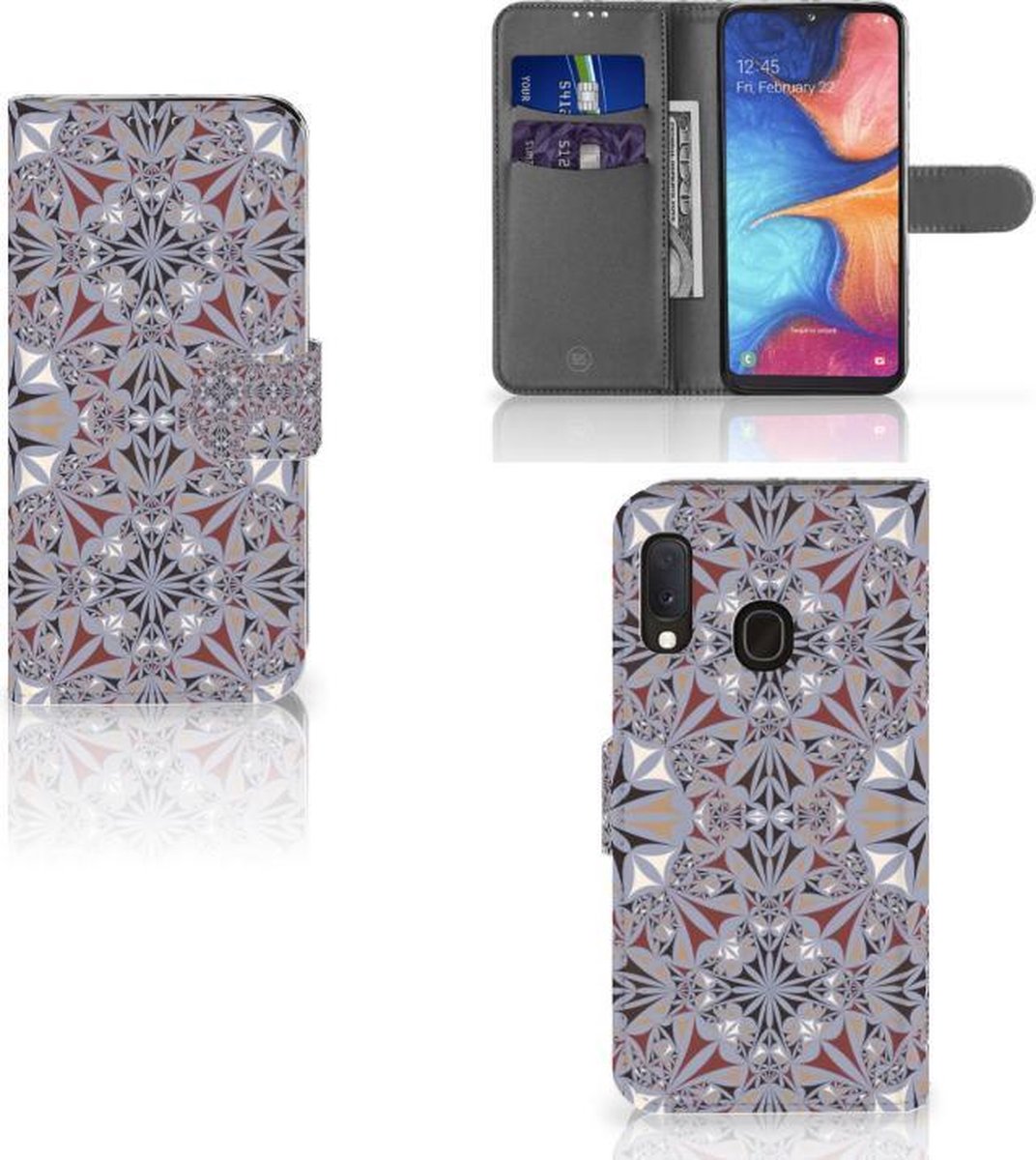 Samsung Galaxy A20e Bookcase Flower Tiles
