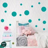 Cirkels, Dots muurstickers set van 86 stippen kleur Turquoise