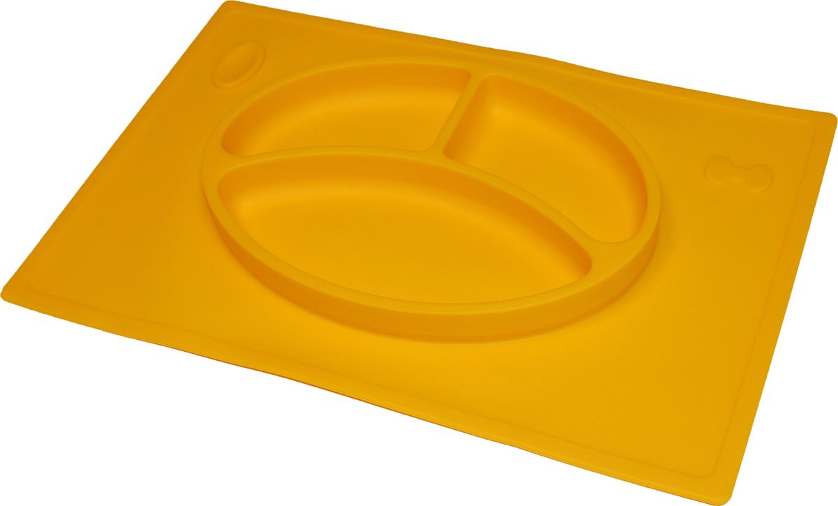 Goedkoopste Anti-slip silicone 3D kinder Plate groot geel il | Kinderplacemat | Vaatwasser bestendig | Anti Slip | Super leuk | By TOOBS