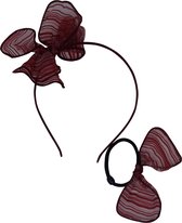 Jessidress Haarband Diadeem met Sterke Haar elastiek Haar strikjes - Bordeaux