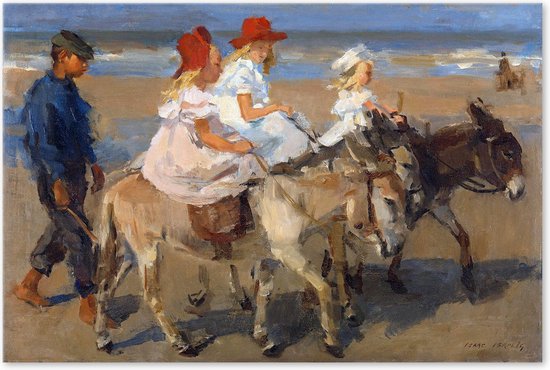 Graphic Message - Schilderij op Canvas - Ezeltje rijden langs het strand - Isaac Israels - Kinderen