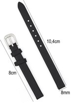 Horlogeband Leer- Horlogebandjes met Gladde Oppervlak + Push Pin - Zwart - Sarzor
